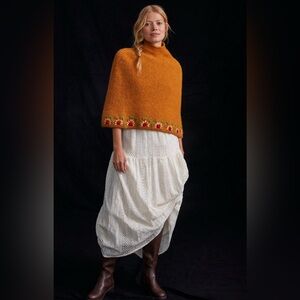 Anthropologie Daisy Embroidered Poncho